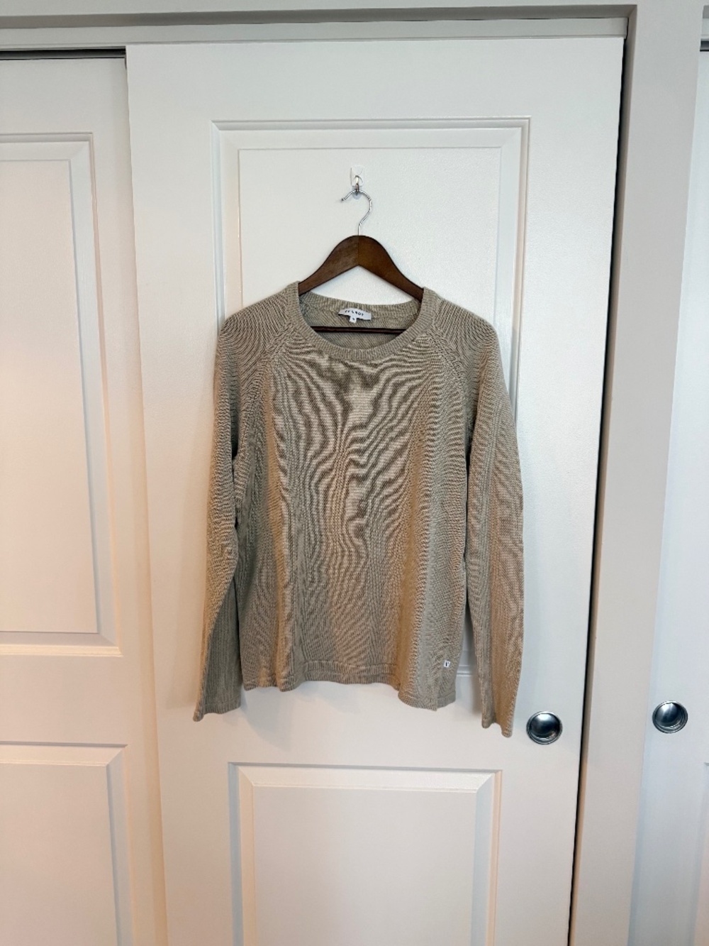 Venroy Men’s 100% Linen Raglan Crew Sweater Medium Taupe